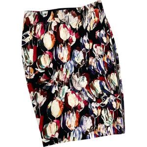 Beautiful Floral Pencil Skirt Knee Length Solar Designer Brand 36 Siren